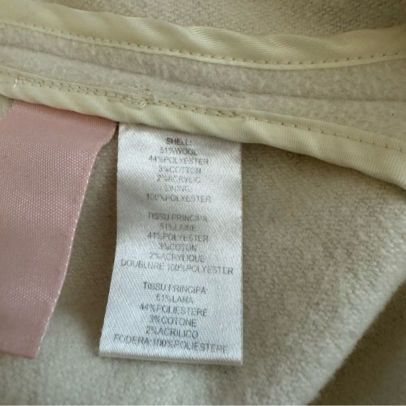 Milly Fringe Trim Long Sleeve Wool Blend Chunky Coat Cream Sz Small - Picture 8 of 8